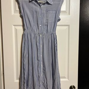Blue and white striped Monteau dress with tags size large
